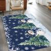 2.7'x5' Area Rug Navy Blue Christmas Snowman Washable Hallway Area Rugs for Entryway Kitchen Classroom, Xmas Tree Snowflake Snowscape StainResistant Dorm Carpet Patio Runner Rugs view 3