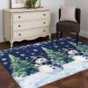 2.7'x5' Area Rug Navy Blue Christmas Snowman Washable Hallway Area Rugs for Entryway Kitchen Classroom, Xmas Tree Snowflake Snowscape StainResistant Dorm Carpet Patio Runner Rugs view 4