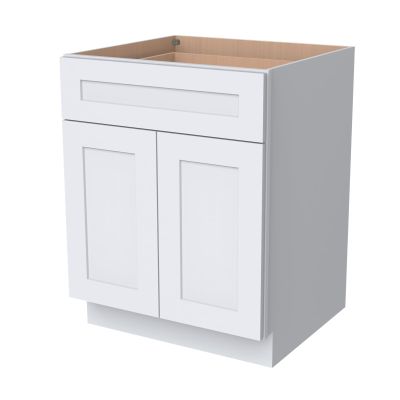 HCIOAN Solid Wood Frame Double Door Shaker Base Cabinet with 1 Drawer Soft Close, 30 x 24 x 34.5 Inch Kitchen Storage Cabinet with Adjustable Shelf, Premium Plywood Construction in Shaker White