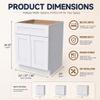 HCIOAN Solid Wood Frame Double Door Shaker Base Cabinet with 1 Drawer Soft Close, 30 x 24 x 34.5 Inch Kitchen Storage Cabinet with Adjustable Shelf, Premium Plywood Construction in Shaker White view 4