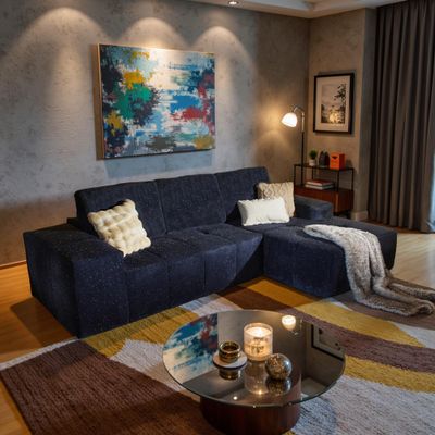 114" Cloud Sectional Couches for Living Room,L Shaped Boneless Couch in A Box,Fluffy Sleeper Sofa with Comfy Chaise No Assembly Required,Blue