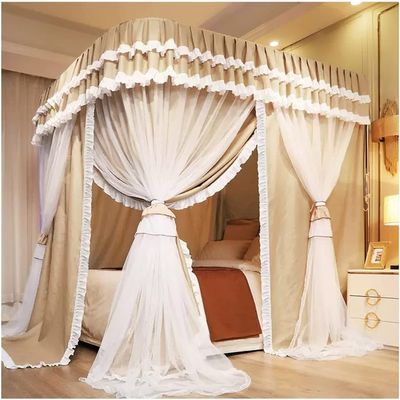 Double Bed Canopy Mosquito Net, Decorative Bed Curtain for Girls' Princess Room Bedroom with Metal Support