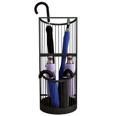 OTQEFTN Gold 2 Tier Large Round Umbrella Stand with 5 Hooks & Drip Tray Hotel Umbrella Holder Rack