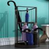 OTQEFTN Gold 2 Tier Large Round Umbrella Stand with 5 Hooks & Drip Tray Hotel Umbrella Holder Rack view 2