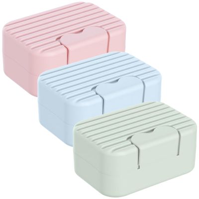 3 Pack Portable Bar Soap Holder Plastic Soaps Dish with Lid Cover Travel Soap Container Leakproof Storage Container Soaps Box for Bathroom Shower Kitchen Sink Travel Camping Hiking Gym Outdoor
