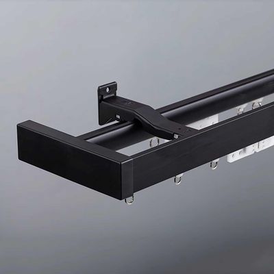Wall-mounted Double Curtain Track, Heavy-duty Metal Track Set With Adjustable Mounting Brackets, Suitable For Partitions, Hotels, Bedrooms, And Living Rooms(Black,1.1m(3.6ft))