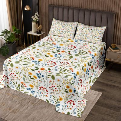 jejeloiu Botanical Floral Printed Bedspread 2 Pieces Twin Size Blossom Flowers Pattern Coverlet Set Soft Cozy Natural Theme Lightweight Quilted Coverlet for All Season with 1 Pillowcase