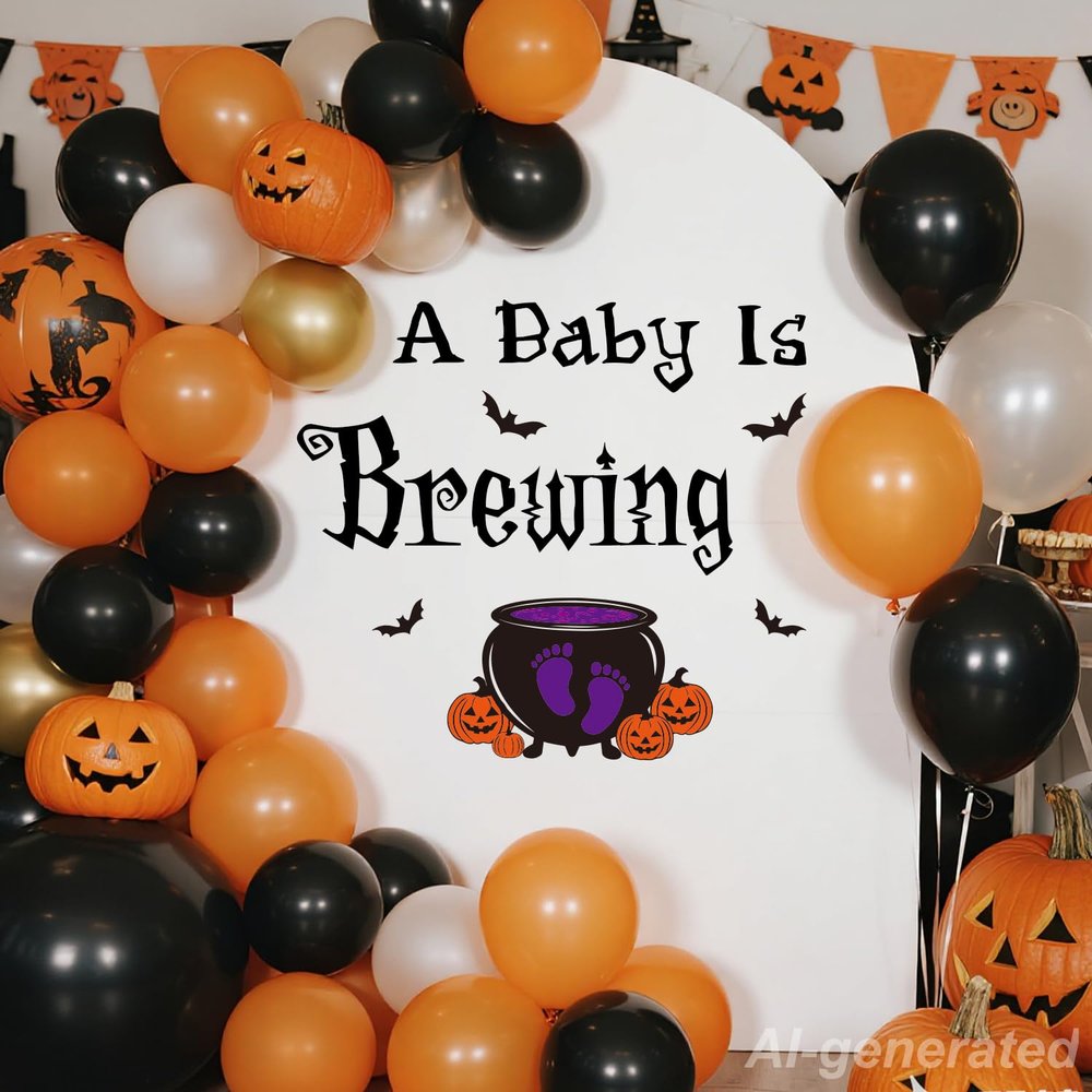 LANKBACK A Baby is Brewing Decal Summer Halloween Baby Shower Decorations Summerween Gender Reveal Party Decorations