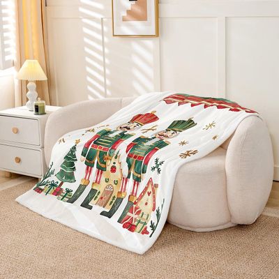 jejeloiu Merry Christmas Fleece Throw Blanket Christmas Nutcracker Sherpa Blanket for Kids Women Men Plush Fuzzy Cartoon Soldier Princess 40"x50" Xmas Decor for Bed Couch Chair Living Room