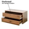 JOYSOURCE Stackable Storage Cabinet Set of 2 with 2 Drawers & Dark Glass Sliding Door Shelf Modular Cabinet Rectangle for Dining Room, Living Room Small Walnut Finish view 2