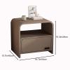 Bedside Cabinet with Drawer Open Shelf Leather-Wrapped Night Stand Multifunctional Storage Unit for Living Room Solid Construction(Brown) view 3