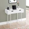 agnixnaf White Computer Desk with 2 Drawers, Metal Legs, Rectangular Standing Desk, Modern, for Home Office view 4