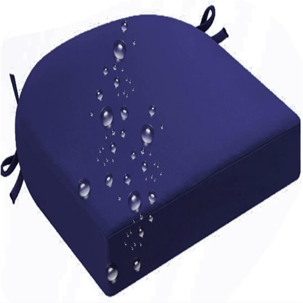 IQNJERYV Outdoor Chair Cushions 2020 1919 1818 Set of 2/4 Waterproof Patio Chair Pads Round Corner Outdoor Seat Cushion with Ties for Garden Yard Lawn Furniture(Dark Blue,43x43x5cm 1pc)