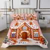 jejeloiu Gingerbread Man Bedspread Quilts Pink Christmas Coverlet Set Twin Size for Kids Boys Girls Snowflake Quilted Coverlet for All Season with 1 Pillowcase view 2