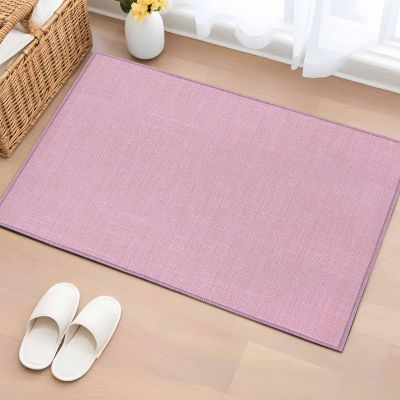 2'x3' Washable Rug, Vintage Pink Non-Slip Soft Doormat Area Rugs for Entrance Bathroom Bedsides, Farmhouse Retro Solid Color Linen Texture StainResistant Carpet for Kitchen Bedroom, Entryway Floor Mat