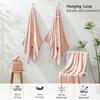 18 Pcs Pink Woven Family Towels Set-6 Bath Sheets,6 Hand Towels,6 Washcloths Soft Polyester Towels Absorbent Shower Towel Quick Dry Beach Chair Towel Lint Less Towels Set for Bathroom Spa Gym Hotel view 2