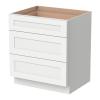 HCIOAN Shaker Style 3-Drawer Base Cabinet with Soft-Close Glides - Solid Wood Frame, RTA Kitchen Bathroom or Office Featuring Cabinet (Shaker Origami White, 36" W x 24" D x 34.5" H) view 1