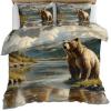 RUHEYIA Bears Bedding Sets Twin Wildlife Duvet Cover Natural Snow Mountains Kids Duvet Cover Bedding Set for Kids Teens Adults view 3