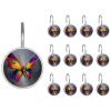 Colorful Butterfly (2) Rolling Shower Curtain Hooks,Clear Crystal Glass Art Decorative Stainless Bath Bathroom Set 12 Pcs view 1