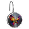 Colorful Butterfly (2) Rolling Shower Curtain Hooks,Clear Crystal Glass Art Decorative Stainless Bath Bathroom Set 12 Pcs view 2