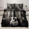 RUHEYIA Acoustic Guitar Bedding Sets California King Distressed Wood Grain Comforter Cover Vintage Style 3D Bedding Set Cover with Zipper Quilt Cover 2 Pillowcases view 1