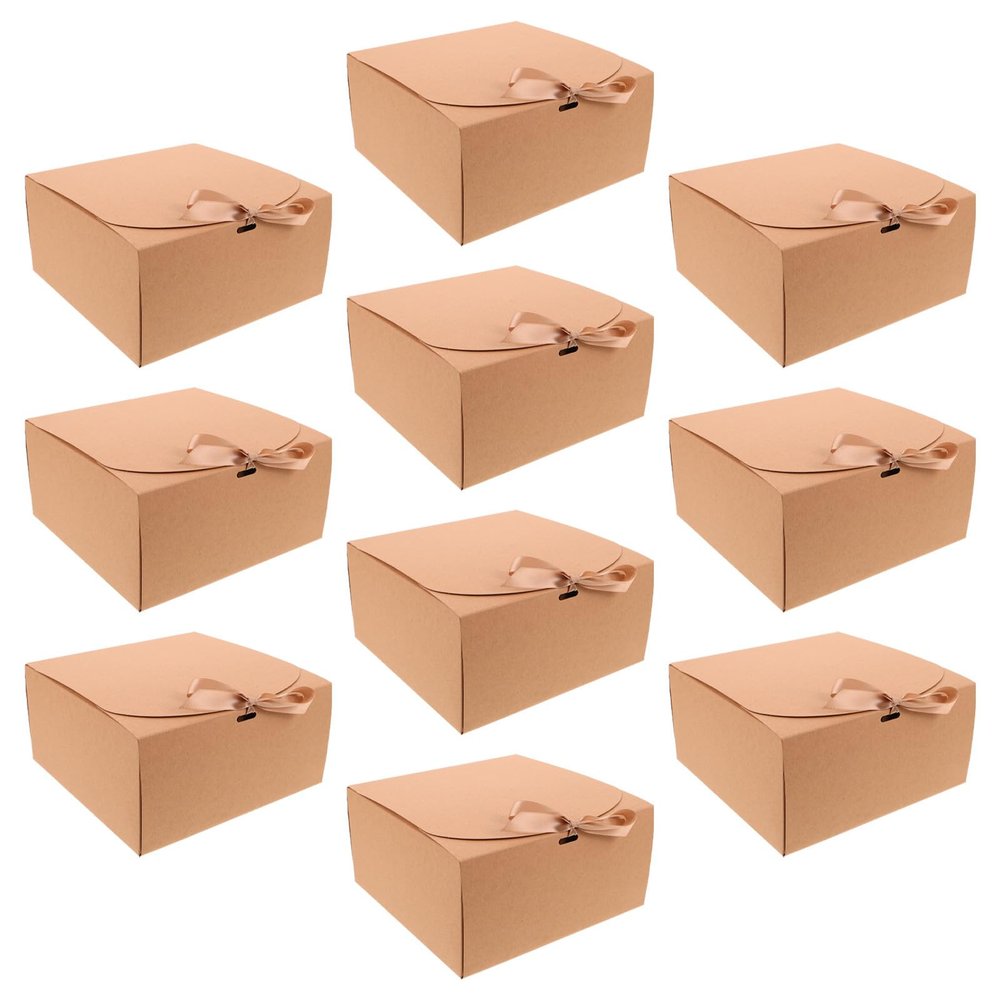 10pcs Paper Gift Boxes with Ribbon Closure for Bridal Shower Xmas Halloween