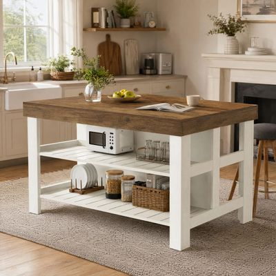 Tribesigns Kitchen Island with Storage Shelves