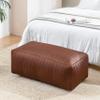 Anji Mountain 100% Handmade & Handcrafted Comfortable Home Dcor Bench Pouf Ottoman Footrest for Living Room, Bedroom, Nursery, Kidsroom, Patio Furniture - (42" x 22" x 17" - Cognac) view 2