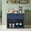 LEYAOYAO 31" Wide Fluted Nightstand Set of 2 with Charging Station, Oversized Extra Large 1 Drawer Night Stand with Golden Handle, Blue Wood Bedside Table Tall End Tables,for Bedroom, Living Room view 4