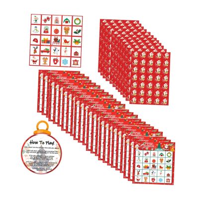 24 Christmas Bingo Group Game for Neighbors Adults New Year Holiday Party Family Gathering Classroom Activity