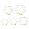 5X Hexagon Iron Wall Mount Shelves Floating Shelf Storage Rack for Small Plants Display, Golden view 1