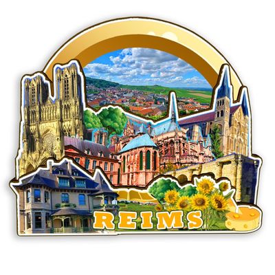 Autucson Decorative Magnet for Reims France Travel Souvenir Unique Wooden Fridge Magnet Collection to Record Beautiful Memorie 1033