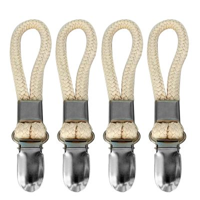 4Pcs Braided Cotton Loop Metal Towel Clips Household Organization Supplies for Home Bedroom Dormitory Organize Rack Kitchen Towel Clips for Hanging
