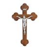 10" Walnut Latin Style Cross with Antiqued Fine Pewter Corpus view 1