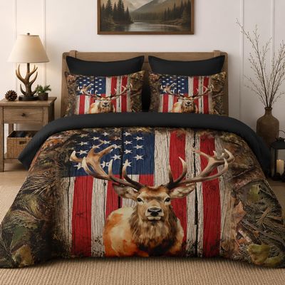 Nesker King Comforter Set with Sheets, 7 Pieces Patriotic American Bedding