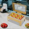 Chafing Dishes for Buffet, 9 QT Square Chafing Dish w/Transparent Hydraulic Lid & Food Pan, Stainless Steel Buffet Warmer for Catering, Parties, Events, Weddings(Gold) view 3