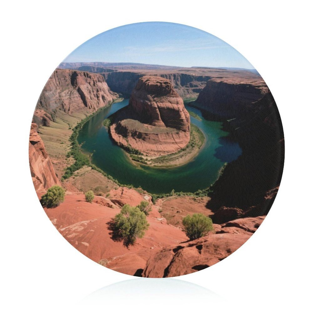 Printed Horseshoe Bend, Arizona Tempered Glass Cutting Board - Lightweight And Scratch-Resistant for Kitchens, RVs, And Offices (7.9 X 7.9 Inches)