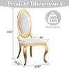 AMHDDT Modern Dining Chairs Set of 6, White Luxury Leather Upholstered with Oval High Back and Mirrored Gold Stainless Steel Legs, Armless Chairs for Kitchen, Living Room or Reception Room view 2