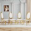 AMHDDT Modern Dining Chairs Set of 6, White Luxury Leather Upholstered with Oval High Back and Mirrored Gold Stainless Steel Legs, Armless Chairs for Kitchen, Living Room or Reception Room view 4