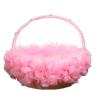 Wedding Flower Girl Baskets Small Piece Basket Satin Ostrich Fluff Lace(Pink) view 1