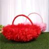 Wedding Flower Girl Baskets Small Piece Basket Satin Ostrich Fluff Lace(Pink) view 3