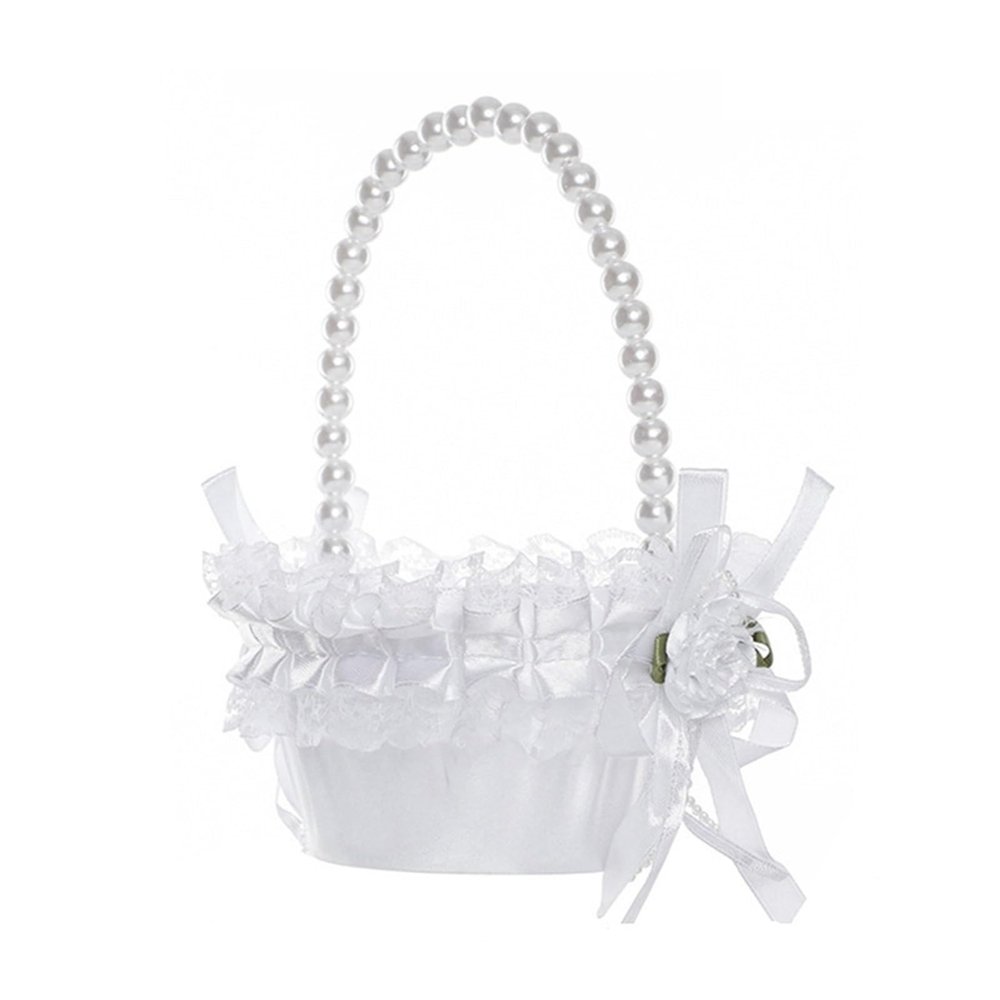 Flower Girl Basket Wedding Baskets Hand Held Ceremony Decoration(18x12x6cm)
