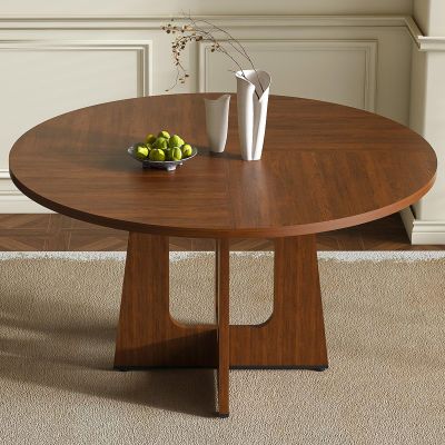 47 Round Dining Room Table, Brown Kitchen Table for 4, Wooden|Farmhouse|Circle|1.18 Table Top|300lb Weight Capacity|Easy Assembly| (Walnut Brown)