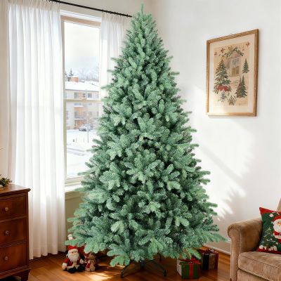 6 Ft Blue Spruce Artificial Christmas Tree, Hinged Unlit Xmas Trees with 1390 PE&PVC Mixed Branch Tips, Home Holiday School Decor with Foldable Base Easy Setup