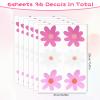 6 Sheets Pink Daisy Wall Decal, Flower Wall Sticker Flower Wall Decor Vinyl Peel and Stick Floral Decals Cute Daisy Wallpaper for Nursery, Girls Bedroom Decor, Classroom (Pink, White) view 2