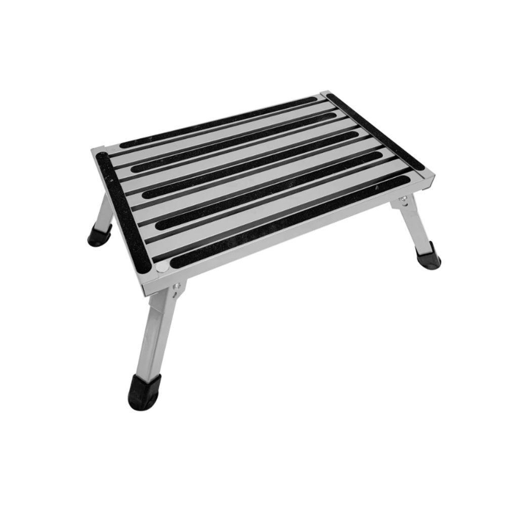 Aluminium Folding Step Stool with Non Slip Rubber Feet, Portable Foldable Design Step Ladder for Caravan Camping RV Access