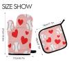 QUGRL Oven Mitts and Pot Holders Set Baseball Hearts Pink Background Kitchen Oven Gloves Hot Pads Heat Resistant Handling Cooking Cookware Bakeware BBQ view 2