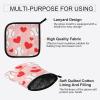 QUGRL Oven Mitts and Pot Holders Set Baseball Hearts Pink Background Kitchen Oven Gloves Hot Pads Heat Resistant Handling Cooking Cookware Bakeware BBQ view 4