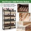 3/4 Tier Solid Wood Kitchen Shelf Rack for Fruits & Vegetables, Large Display Stand for Commercial Supermarket Use, Multi-layer Storage Organizer for Potato, Onion(F-4 Tier) view 4