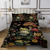 Manfei Cute Frog Bedspread Queen Size,Mushroom Flower Butterfly Coverlet Set 3pcs,Botanical Floral Quilted Coverlet with 2 Pillowcases,Kids Boys Room Decor,Soft Bedding Quilt view 2